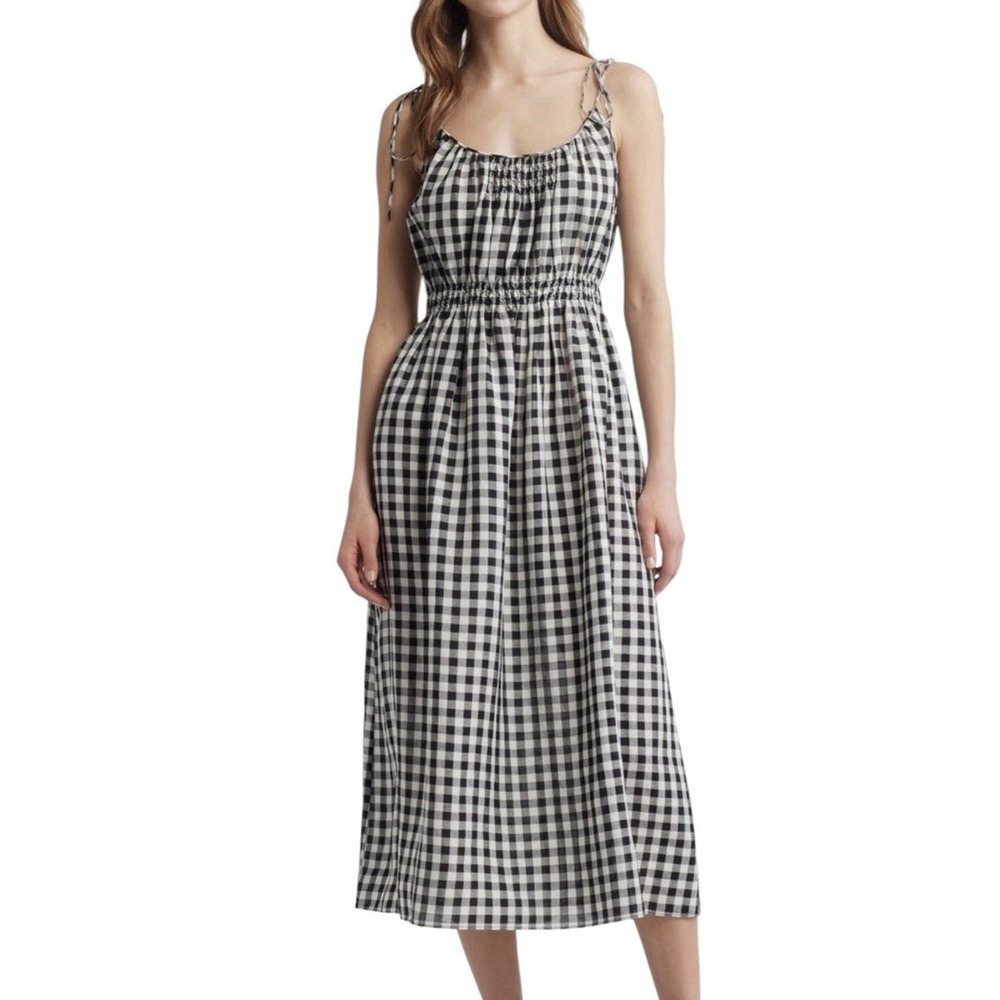 Doen Leslie Maxi Dress Women Small Plaid Smocked Waist Sleeveless Cocktail